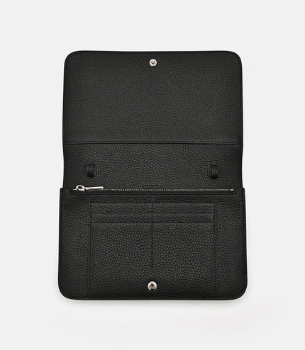 Embossed Leather Passport Holder - Black