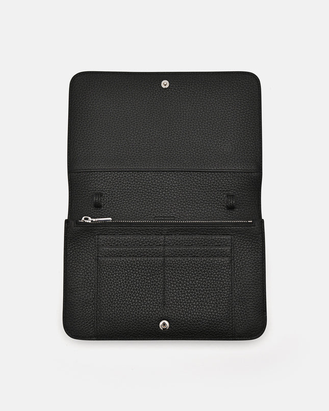Embossed Leather Passport Holder - Black