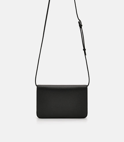 Embossed Leather Passport Holder - Black
