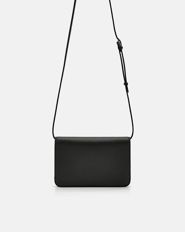 Embossed Leather Passport Holder - Black