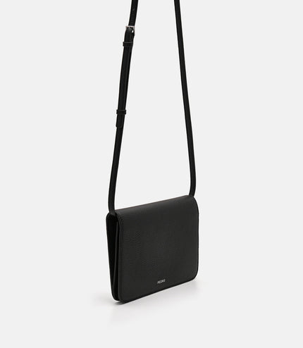 Embossed Leather Passport Holder - Black
