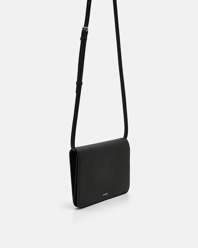 Embossed Leather Passport Holder - Black
