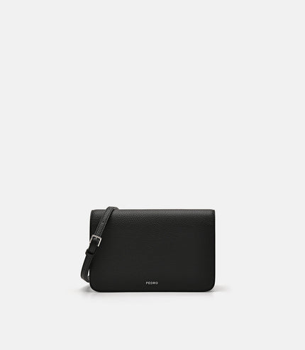 Embossed Leather Passport Holder - Black