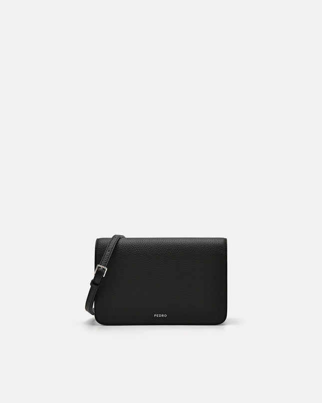 Embossed Leather Passport Holder - Black