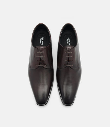 Altitude Lightweight Embossed Leather Derby Shoes - Dark Brown
