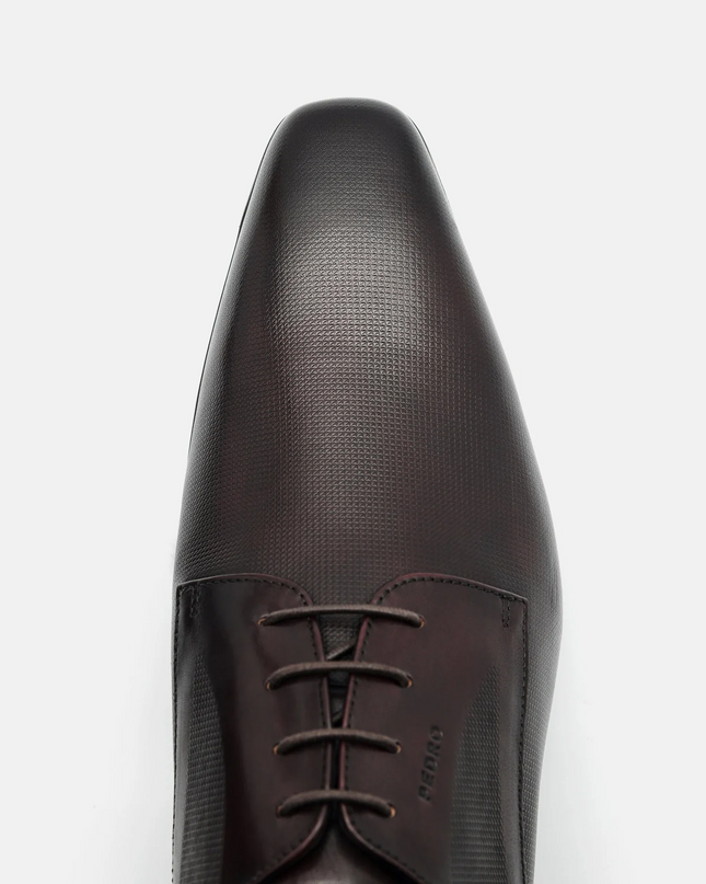 Altitude Lightweight Embossed Leather Derby Shoes - Dark Brown