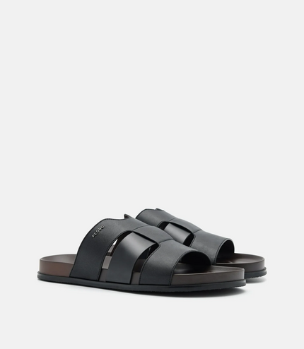 Woven Slide Sandals - Black