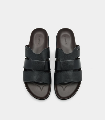 Woven Slide Sandals - Black
