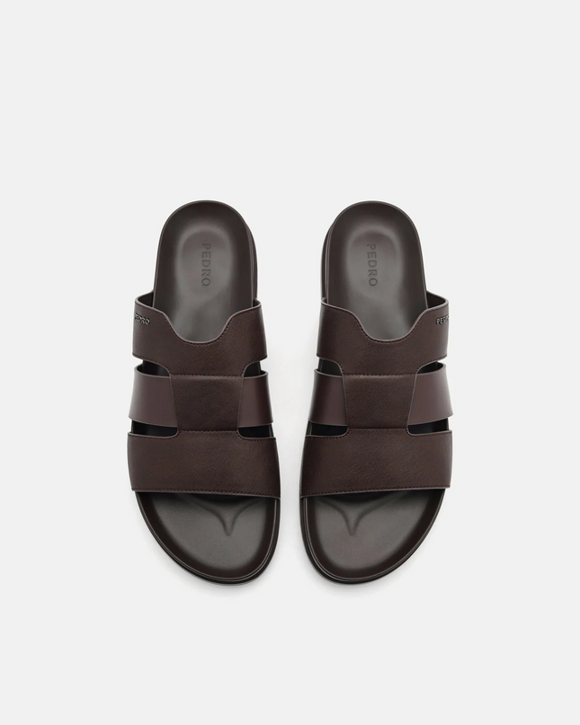 Woven Slide Sandals - Dark Brown