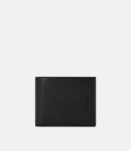 Embossed Leather Bi-Fold Wallet with Insert - Black