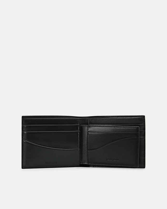 Embossed Leather Bi-Fold Wallet with Insert - Black