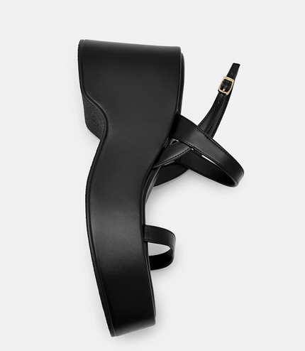 Jen Slingback Wedge Sandals - Black