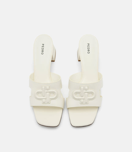 PEDRO Icon Leather Heel Sandals - Chalk