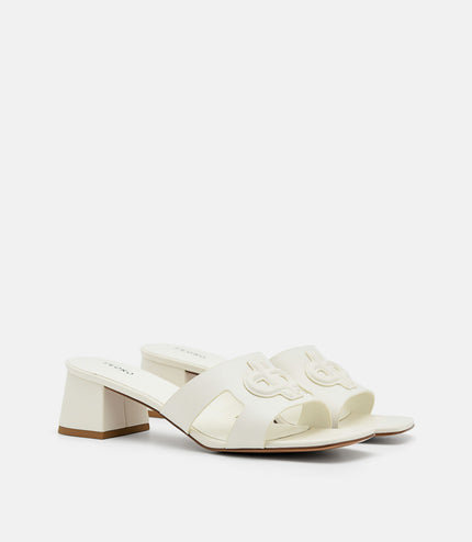 PEDRO Icon Leather Heel Sandals - Chalk