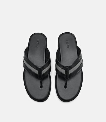 Banded Thong Sandals - Black