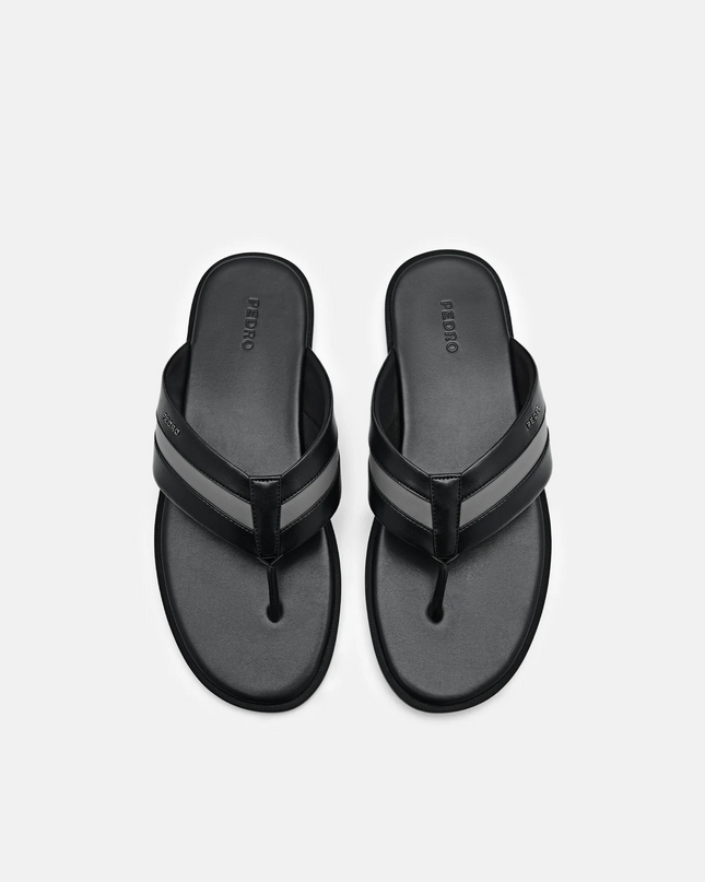 Banded Thong Sandals - Black