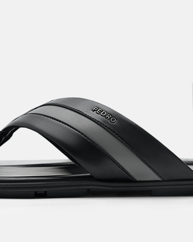 Banded Thong Sandals - Black