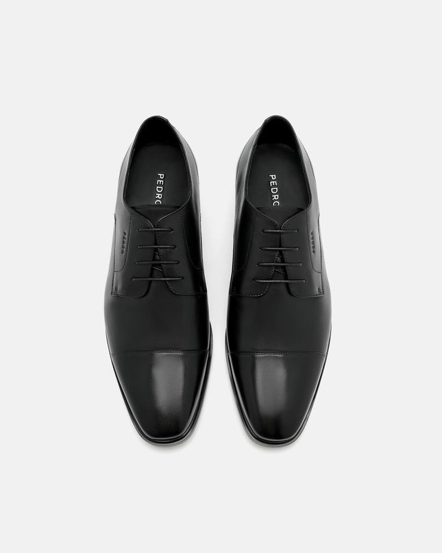 Burnished Leather Derby Shoes - Black