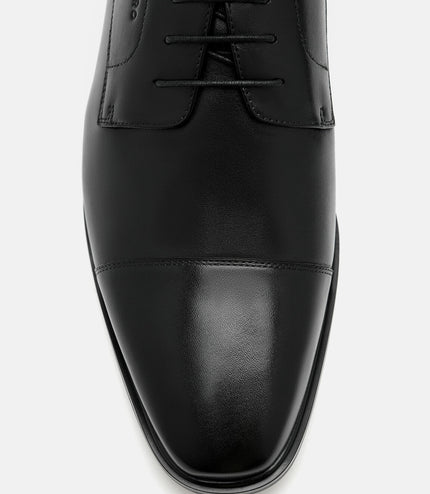 Burnished Leather Derby Shoes - Black