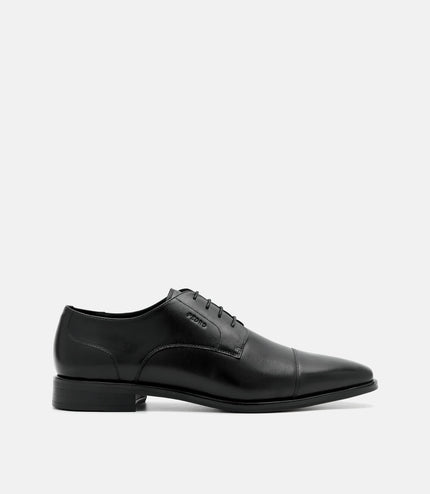 Burnished Leather Derby Shoes - Black