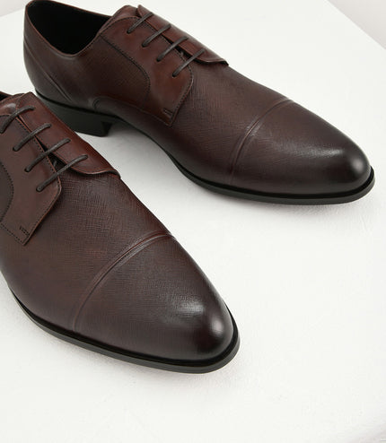 Embossed Leather Derby Shoes