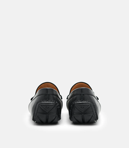Leather Horsebit Driving Shoes - Black
