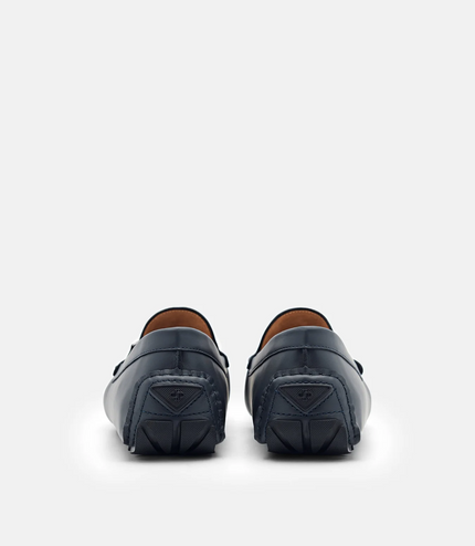 Leather Horsebit Driving Shoes - Navy