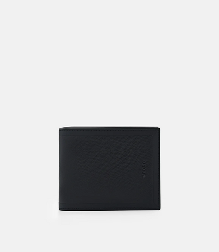 Leather Bi-Fold Wallet with Insert - Black