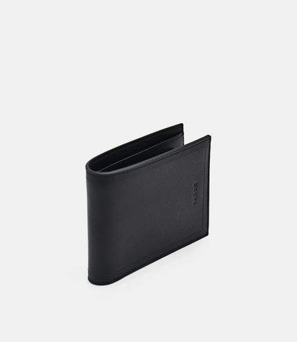 Leather Bi-Fold Wallet with Insert - Black