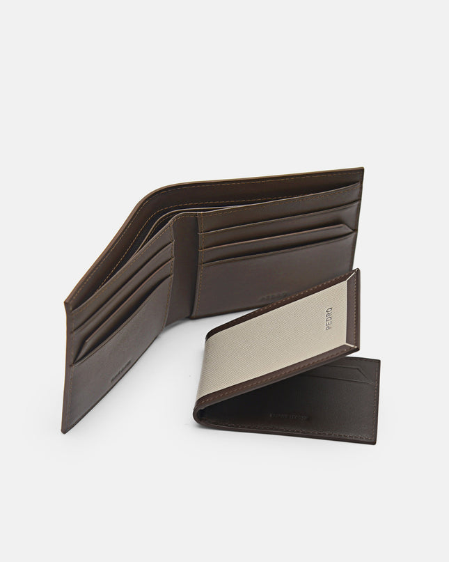 Leather Bi-Fold Wallet with Insert - Taupe