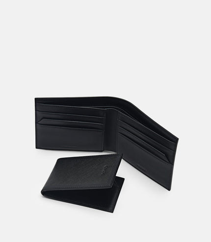 Leather Bi-Fold Wallet with Insert - Black
