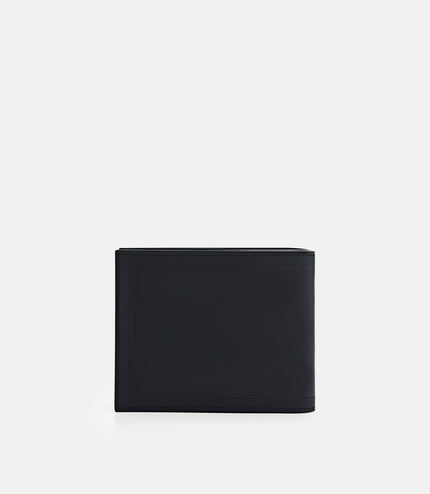 Leather Bi-Fold Wallet with Insert - Black