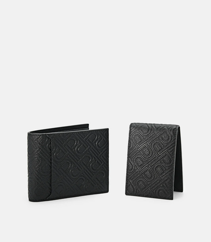 Embossed Leather Bi-Fold Wallet with Insert