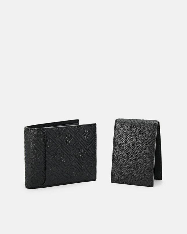 Embossed Leather Bi-Fold Wallet with Insert