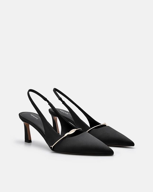 Mira Satin Slingback Pumps - Black