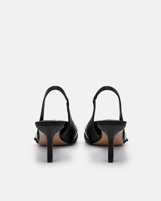 Mira Satin Slingback Pumps - Black