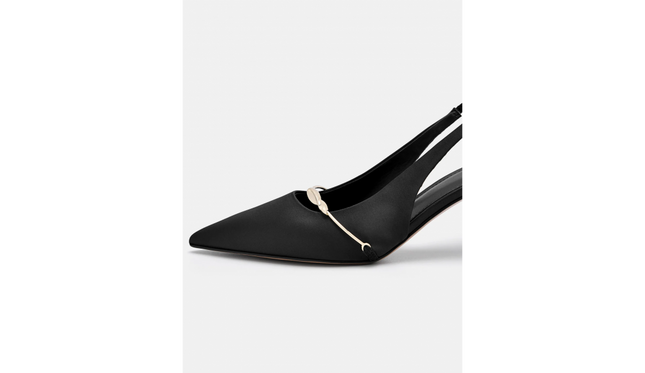 Mira Satin Slingback Pumps - Black