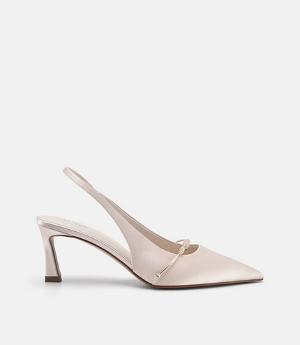 Mira Satin Slingback Pumps - Champagne