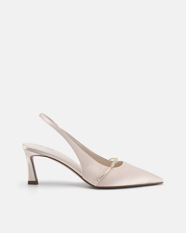 Mira Satin Slingback Pumps - Champagne