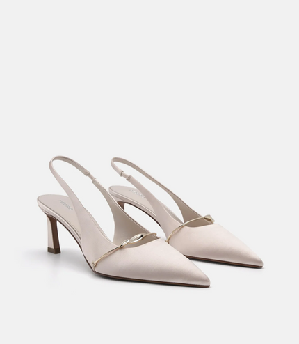 Mira Satin Slingback Pumps - Champagne