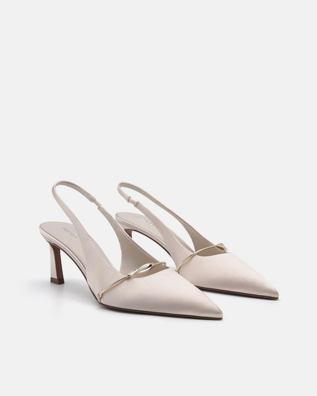 Mira Satin Slingback Pumps - Champagne