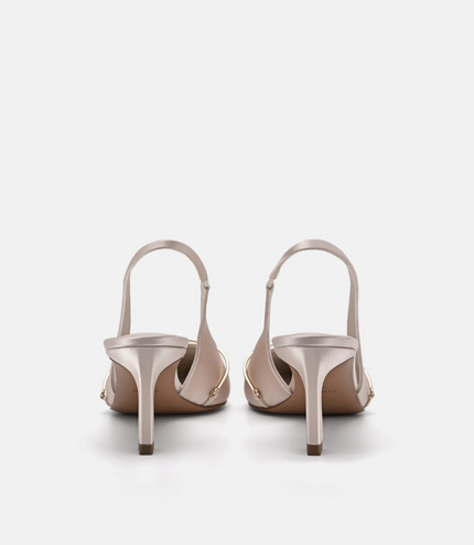 Mira Satin Slingback Pumps - Champagne