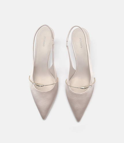 Mira Satin Slingback Pumps - Champagne
