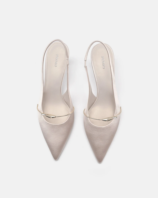 Mira Satin Slingback Pumps - Champagne