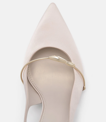 Mira Satin Slingback Pumps - Champagne