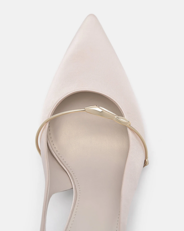 Mira Satin Slingback Pumps - Champagne