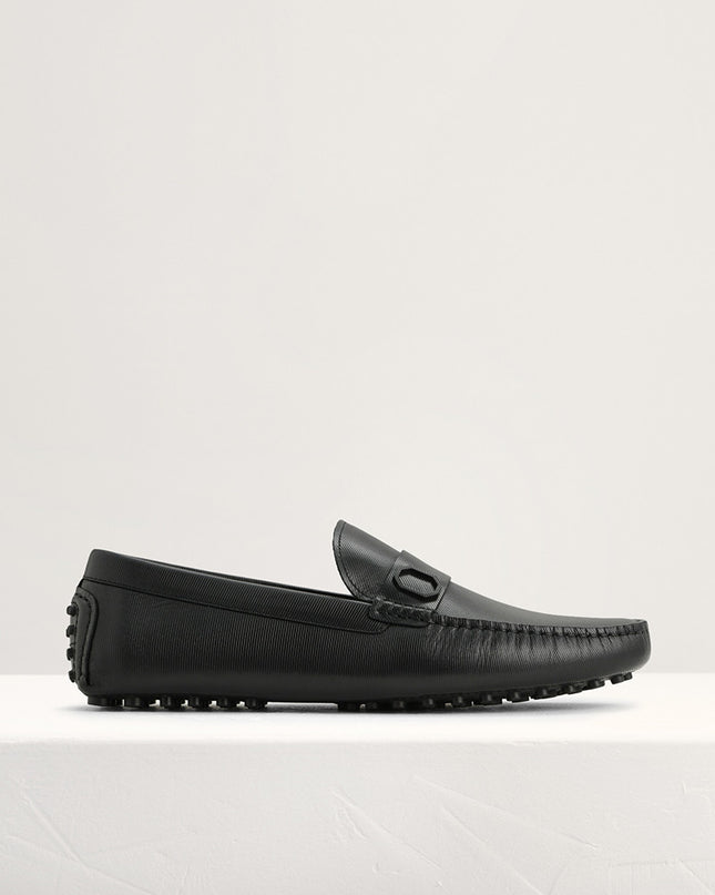 Embossed Leather Moccasins with Octagon Hardware