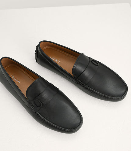 Embossed Leather Moccasins with Octagon Hardware