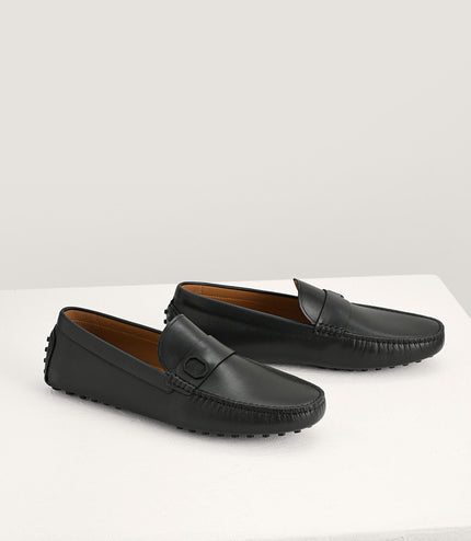 Embossed Leather Moccasins with Octagon Hardware