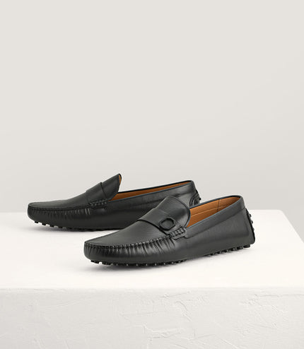 Embossed Leather Moccasins with Octagon Hardware